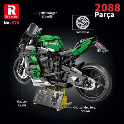 Reobrix Motorcycle Ninja H2 SX SE 570 Brick Yapım Seti - Thumbnail