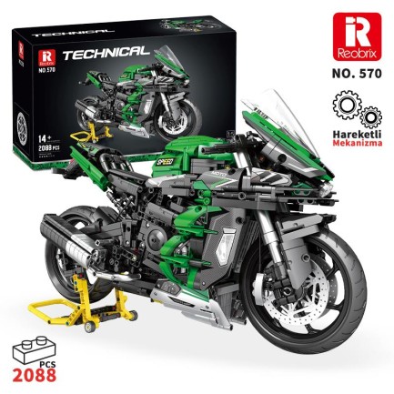 Reobrix - Reobrix Technic 570 Ninja H2 SX SE Motor Yaratıcı Yapı Blok Seti Building Blocks - 2088 Parça