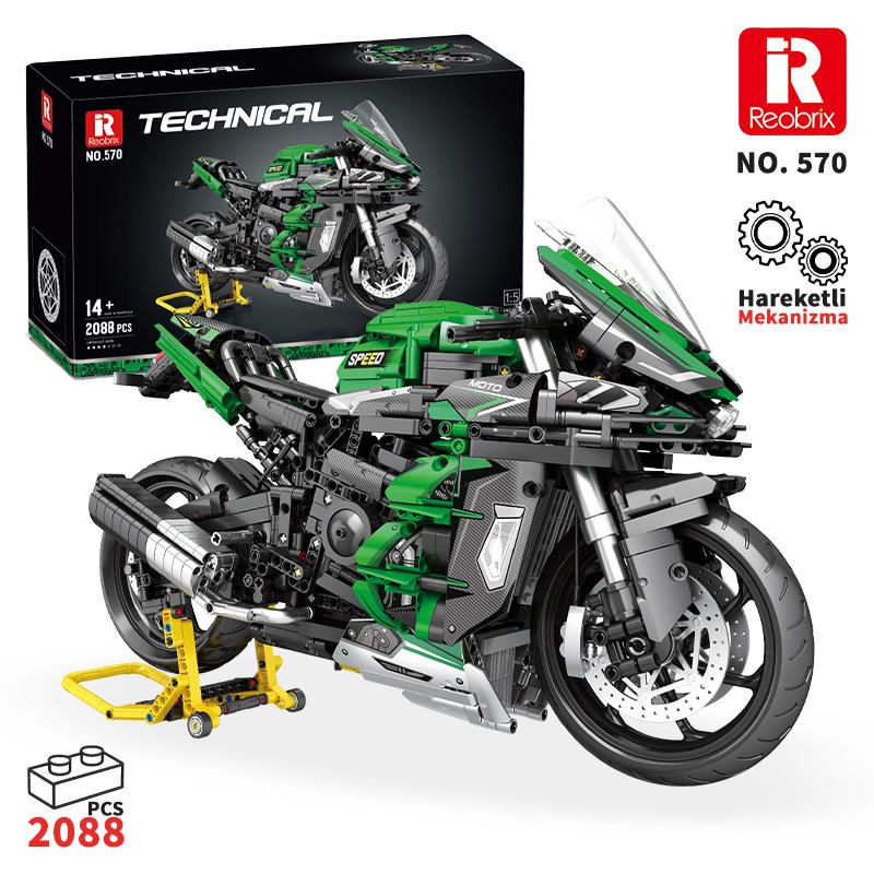 Reobrix Technic 570 Ninja H2 SX SE Motor Yaratıcı Yapı Blok Seti Building Blocks - 2088 Parça