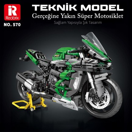 Reobrix Technic 570 Ninja H2 SX SE Motor Yaratıcı Yapı Blok Seti Building Blocks - 2088 Parça - Thumbnail