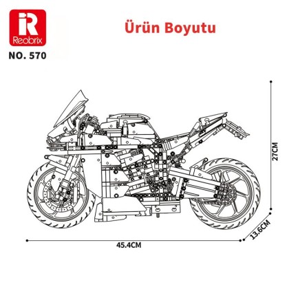Reobrix Technic 570 Ninja H2 SX SE Motor Yaratıcı Yapı Blok Seti Building Blocks - 2088 Parça - Thumbnail