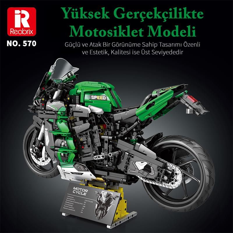 Reobrix Technic 570 Ninja H2 SX SE Motor Yaratıcı Yapı Blok Seti Building Blocks - 2088 Parça
