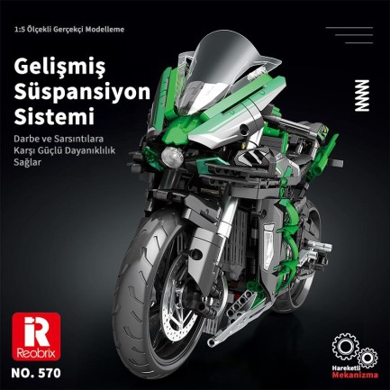 Reobrix Technic 570 Ninja H2 SX SE Motor Yaratıcı Yapı Blok Seti Building Blocks - 2088 Parça - Thumbnail