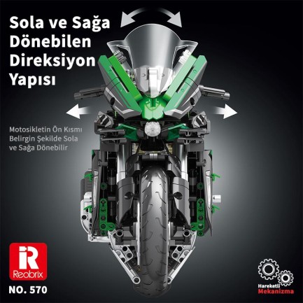 Reobrix Technic 570 Ninja H2 SX SE Motor Yaratıcı Yapı Blok Seti Building Blocks - 2088 Parça - Thumbnail