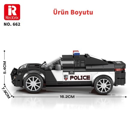 Reobrix Technic 662 Dodge Challenger Polis Arabası Yaratıcı Yapı Blok Seti Building Blocks (Ram Police Car) - 372 Parça - Thumbnail