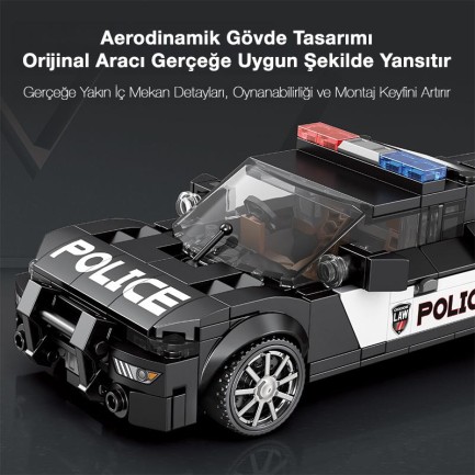 Reobrix Technic 662 Dodge Challenger Polis Arabası Yaratıcı Yapı Blok Seti Building Blocks (Ram Police Car) - 372 Parça - Thumbnail