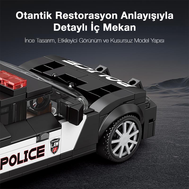 Reobrix Technic 662 Dodge Challenger Polis Arabası Yaratıcı Yapı Blok Seti Building Blocks (Ram Police Car) - 372 Parça
