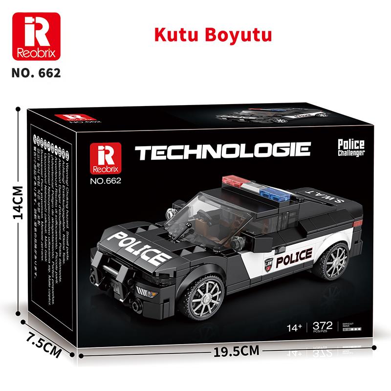 Reobrix Technic 662 Dodge Challenger Polis Arabası Yaratıcı Yapı Blok Seti Building Blocks (Ram Police Car) - 372 Parça