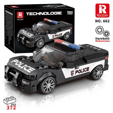 Reobrix - Reobrix Technic 662 Dodge Challenger Polis Arabası Yaratıcı Yapı Blok Seti Building Blocks (Ram Police Car) - 372 Parça