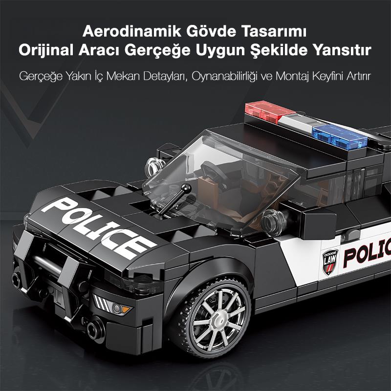 Reobrix Technic 662 Dodge Challenger Polis Arabası Yaratıcı Yapı Blok Seti Building Blocks (Ram Police Car) - 372 Parça