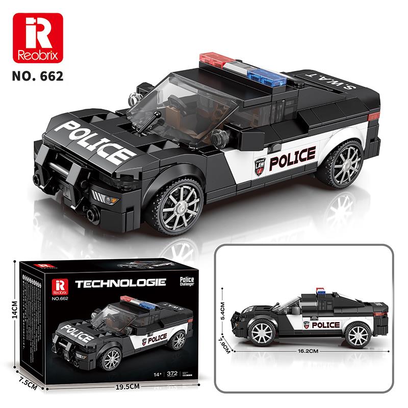 Reobrix Technic 662 Dodge Challenger Polis Arabası Yaratıcı Yapı Blok Seti Building Blocks (Ram Police Car) - 372 Parça
