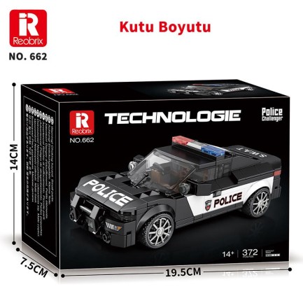 Reobrix Technic 662 Dodge Challenger Polis Arabası Yaratıcı Yapı Blok Seti Building Blocks (Ram Police Car) - 372 Parça - Thumbnail