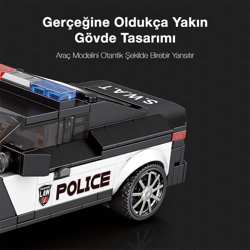 Reobrix Technic 662 Dodge Challenger Polis Arabası Yaratıcı Yapı Blok Seti Building Blocks (Ram Police Car) - 372 Parça