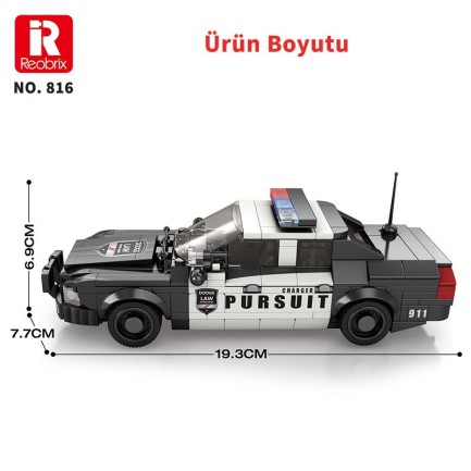 Reobrix Police Car 816 Brick Yapım Seti - Thumbnail