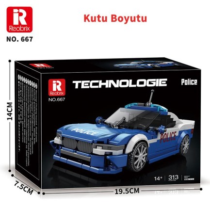 Reobrix Police Car BMW 667 Brick Yapım Seti - Thumbnail