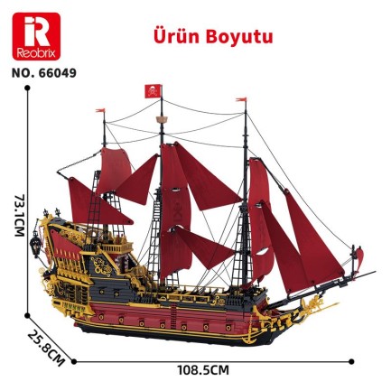 Reobrix 66049 Kraliçe Anne'nin İntikamı Gemi Yaratıcı Yapı Blok Seti Building Blocks (Revenge Sailing Ship) - 5666 Parça - Thumbnail