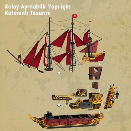 Reobrix 66049 Kraliçe Anne'nin İntikamı Gemi Yaratıcı Yapı Blok Seti Building Blocks (Revenge Sailing Ship) - 5666 Parça - Thumbnail