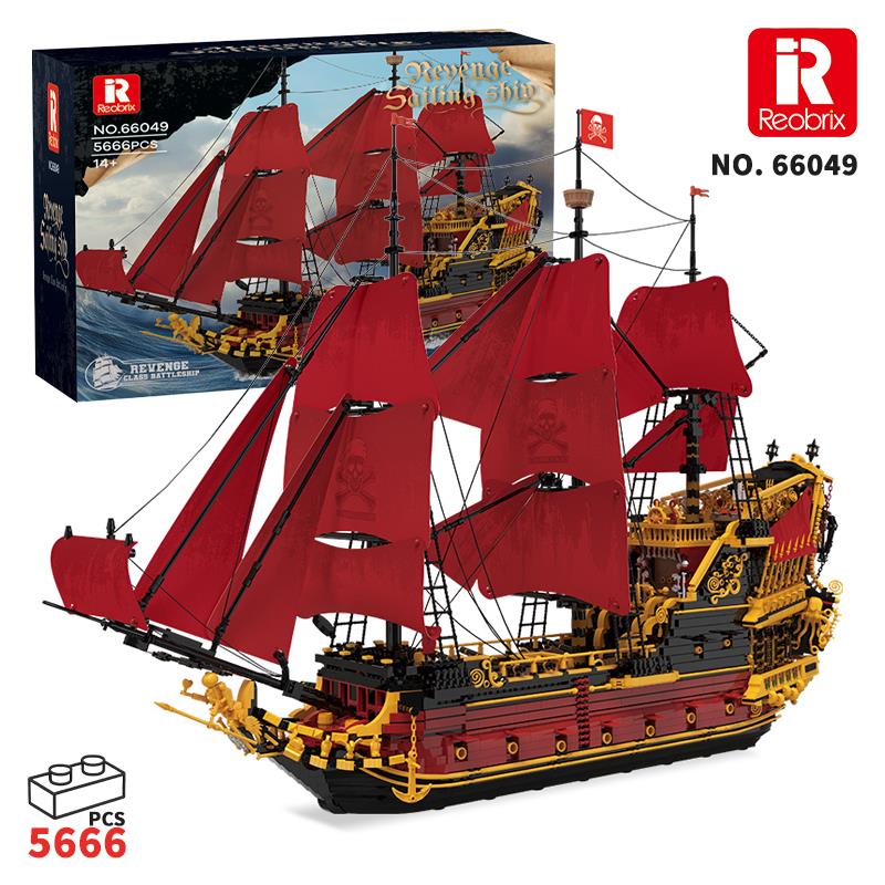 Reobrix 66049 Kraliçe Anne'nin İntikamı Gemi Yaratıcı Yapı Blok Seti Building Blocks (Revenge Sailing Ship) - 5666 Parça