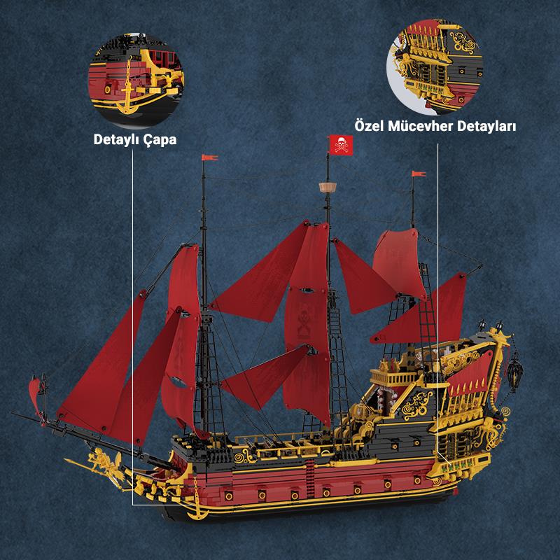 Reobrix 66049 Kraliçe Anne'nin İntikamı Gemi Yaratıcı Yapı Blok Seti Building Blocks (Revenge Sailing Ship) - 5666 Parça