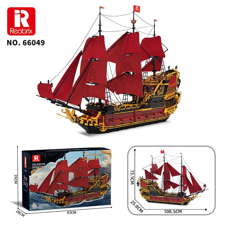 Reobrix 66049 Kraliçe Anne'nin İntikamı Gemi Yaratıcı Yapı Blok Seti Building Blocks (Revenge Sailing Ship) - 5666 Parça