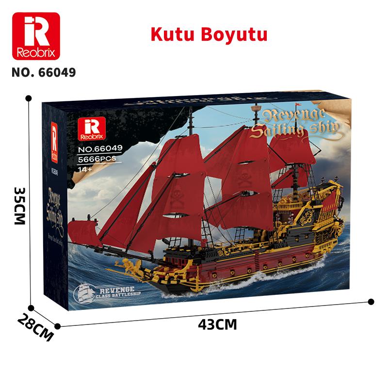 Reobrix 66049 Kraliçe Anne'nin İntikamı Gemi Yaratıcı Yapı Blok Seti Building Blocks (Revenge Sailing Ship) - 5666 Parça