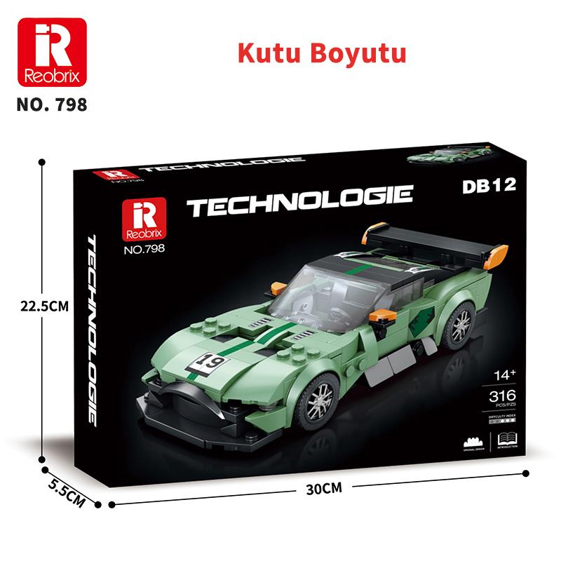 Reobrix Creator 798 Aston Martin DB12 Spor Araba Yaratıcı Yapı Blok Seti Building Blocks - 302 Parça