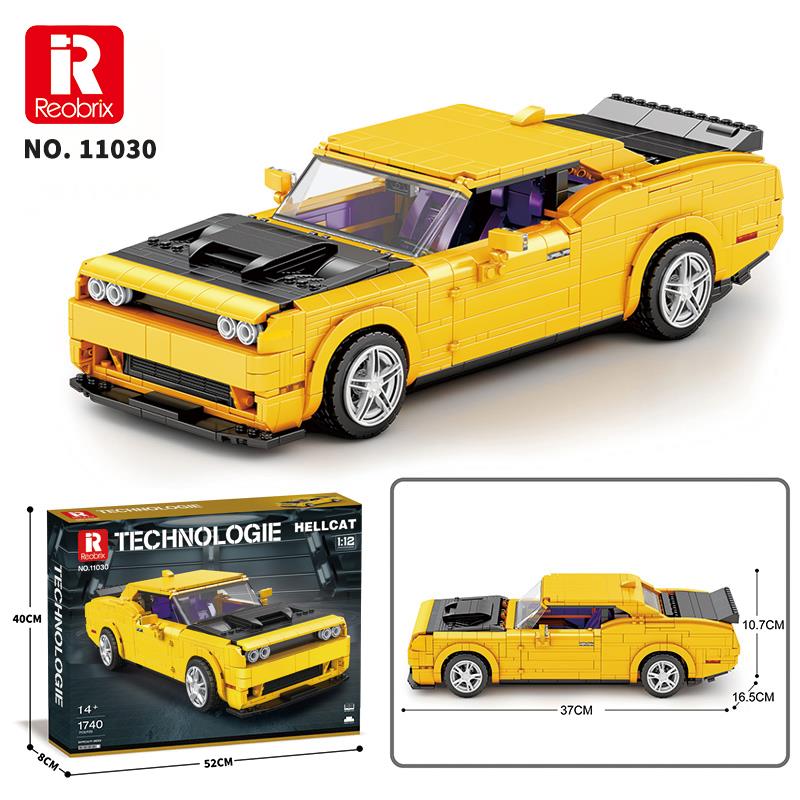 Reobrix Technic 11030 1/12 Dodge Challenger Hellcat Araba Yaratıcı Yapı Blok Seti Building Blocks - 1740 Parça