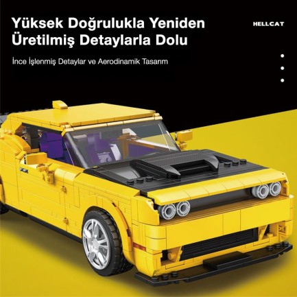Reobrix Technic 11030 1/12 Dodge Challenger Hellcat Araba Yaratıcı Yapı Blok Seti Building Blocks - 1740 Parça - Thumbnail