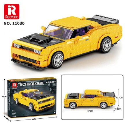 Reobrix Technic 11030 1/12 Dodge Challenger Hellcat Araba Yaratıcı Yapı Blok Seti Building Blocks - 1740 Parça - Thumbnail