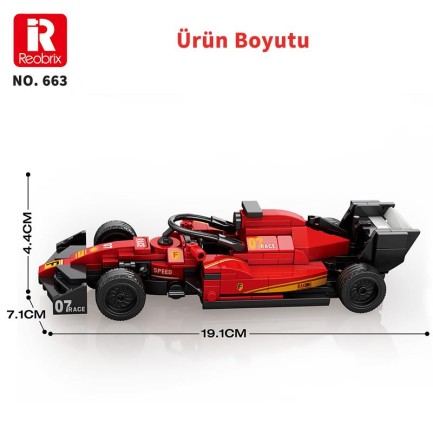 Reobrix Technic 663 Ferrari Formula F1 Yarış Arabası Yaratıcı Yapı Blok Seti Building Blocks - 245 Parça - Thumbnail