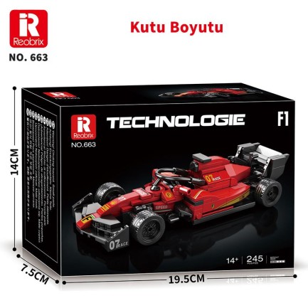 Reobrix Technic 663 Ferrari Formula F1 Yarış Arabası Yaratıcı Yapı Blok Seti Building Blocks - 245 Parça - Thumbnail