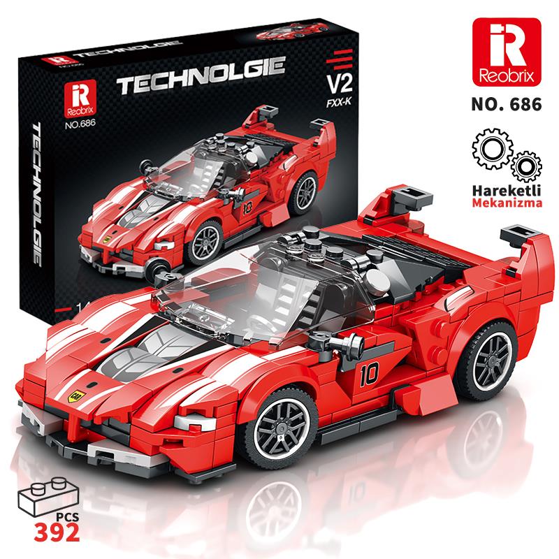 Reobrix Race Car Ferrari FXX K 686 Brick Yapım Seti