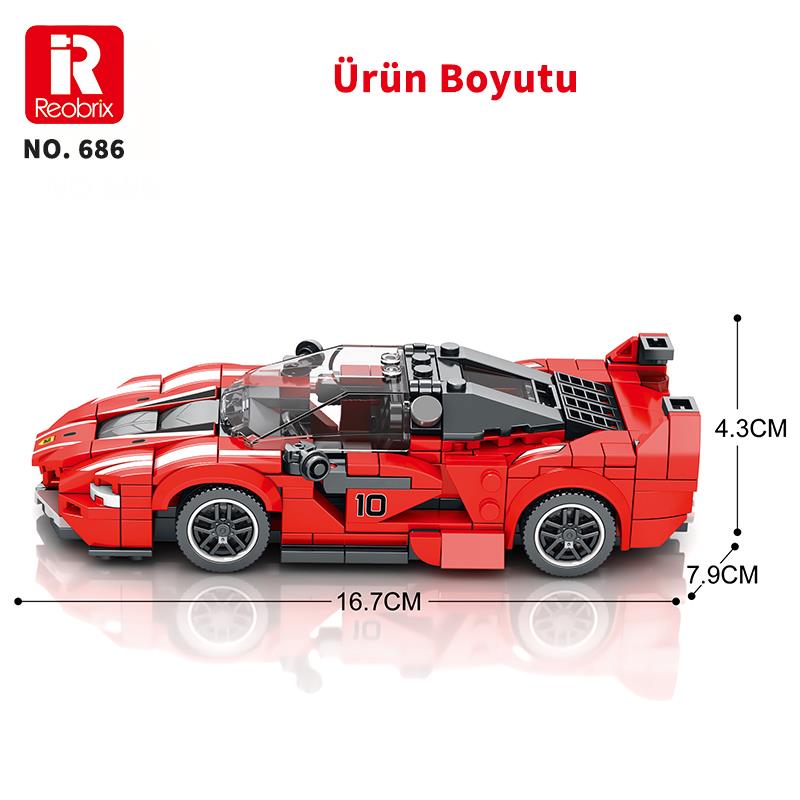 Reobrix Race Car Ferrari FXX K 686 Brick Yapım Seti