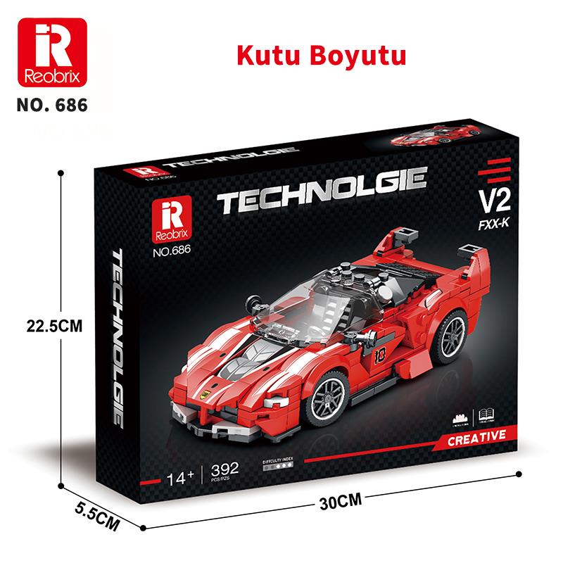 Reobrix Race Car Ferrari FXX K 686 Brick Yapım Seti