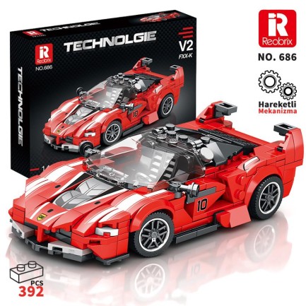 Reobrix - Reobrix Race Car Ferrari FXX K 686 Brick Yapım Seti