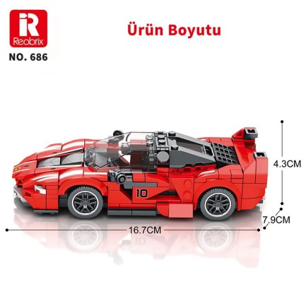 Reobrix Race Car Ferrari FXX K 686 Brick Yapım Seti - Thumbnail