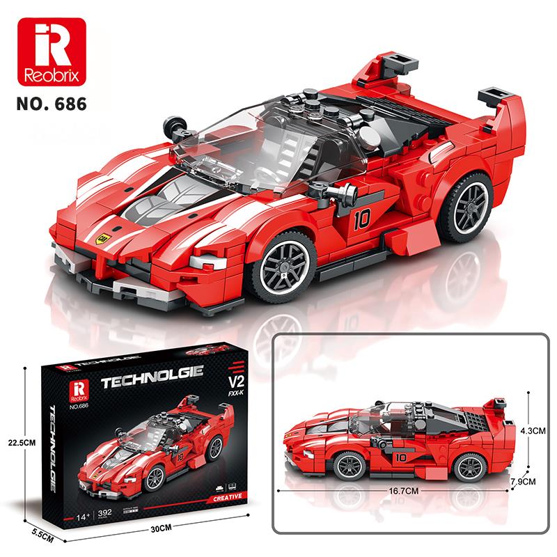 Reobrix Race Car Ferrari FXX K 686 Brick Yapım Seti