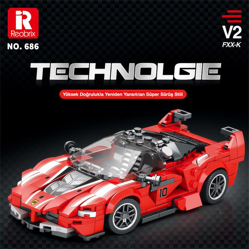 Reobrix Race Car Ferrari FXX K 686 Brick Yapım Seti
