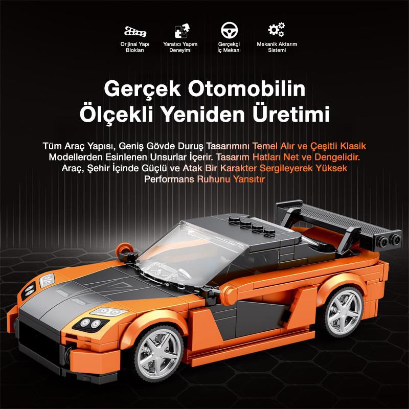 Reobrix Creator 804 Mazda RX-7 Spor Araba Yaratıcı Yapı Blok Seti Building Blocks - 367 Parça