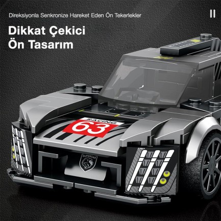 Reobrix Technic 793 Peugeot 9X8 Spor Araba Yaratıcı Yapı Blok Seti Building Blocks - 280 Parça - Thumbnail