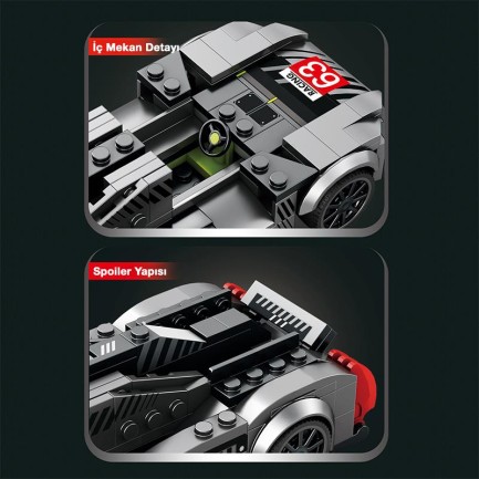 Reobrix Technic 793 Peugeot 9X8 Spor Araba Yaratıcı Yapı Blok Seti Building Blocks - 280 Parça - Thumbnail