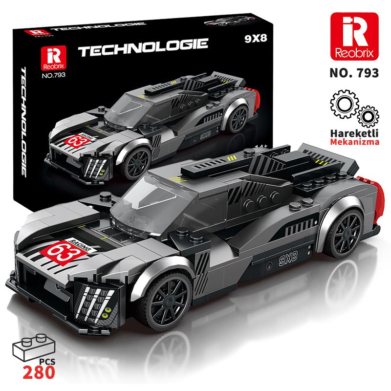 Reobrix Technic 793 Peugeot 9X8 Spor Araba Yaratıcı Yapı Blok Seti Building Blocks - 280 Parça