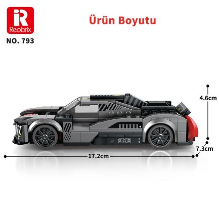 Reobrix Technic 793 Peugeot 9X8 Spor Araba Yaratıcı Yapı Blok Seti Building Blocks - 280 Parça - Thumbnail