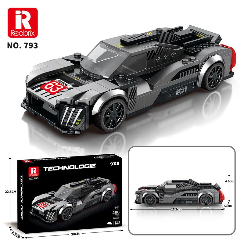 Reobrix Technic 793 Peugeot 9X8 Spor Araba Yaratıcı Yapı Blok Seti Building Blocks - 280 Parça