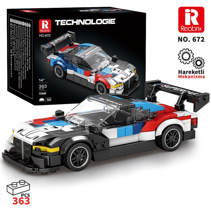 Reobrix Creator 672 BMW M4 GT3 Spor Araba Yaratıcı Yapı Blok Seti Building Blocks - 385 Parça