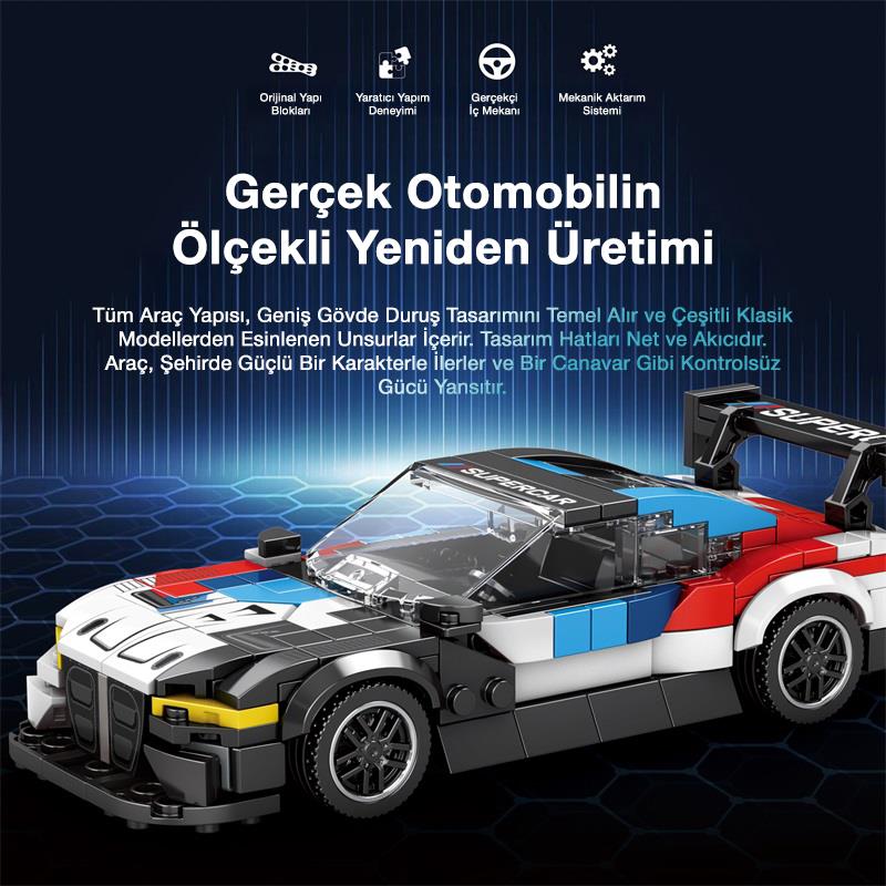Reobrix Creator 672 BMW M4 GT3 Spor Araba Yaratıcı Yapı Blok Seti Building Blocks - 385 Parça