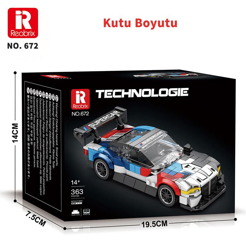 Reobrix Creator 672 BMW M4 GT3 Spor Araba Yaratıcı Yapı Blok Seti Building Blocks - 385 Parça