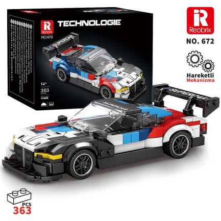 Reobrix - Reobrix Creator 672 BMW M4 GT3 Spor Araba Yaratıcı Yapı Blok Seti Building Blocks - 385 Parça
