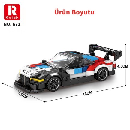 Reobrix Creator 672 BMW M4 GT3 Spor Araba Yaratıcı Yapı Blok Seti Building Blocks - 385 Parça - Thumbnail