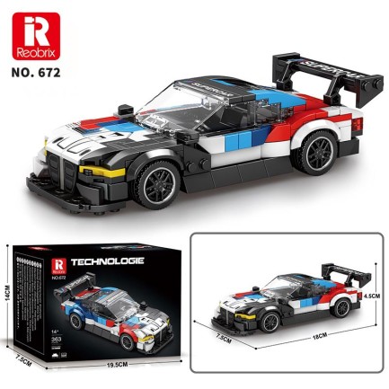 Reobrix Creator 672 BMW M4 GT3 Spor Araba Yaratıcı Yapı Blok Seti Building Blocks - 385 Parça - Thumbnail